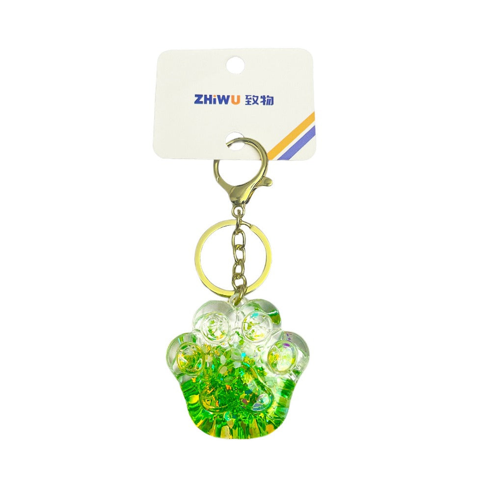Wholesale Oil-infused Cat Claw Quicksand Acrylic Liquid Keychain